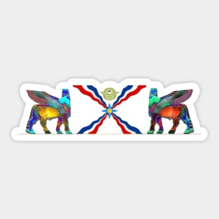 Assyrian Flag And Lamassu Sticker